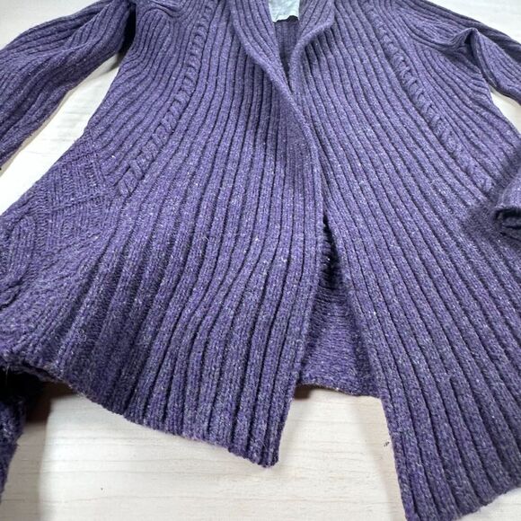 Anthropologie Canary‎ Wool Blend Purple Ribbed Cardigan Sweater Small - Picture 2 of 9